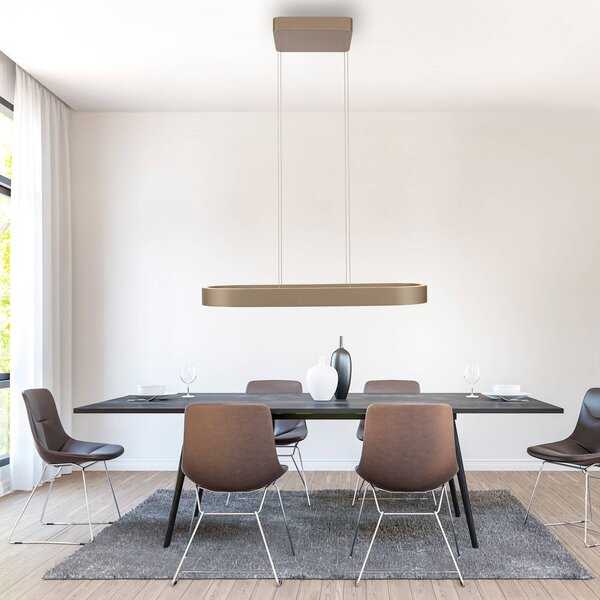 Paul Neuhaus lampada LED a sospensione Q-Stretto, bronzo, 86,8 cm dimmerabile, Bronzo / Ottone antico, Soggiorno / Sala da pranzo, Metallo, Moderno