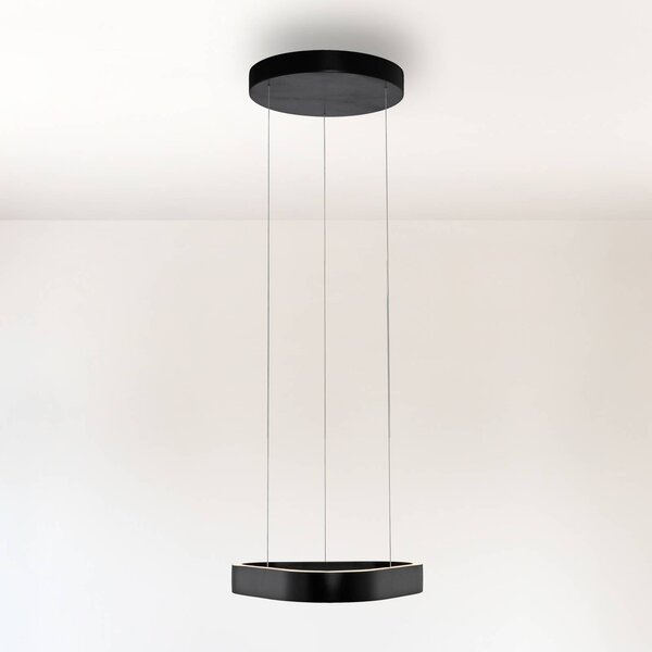 Paul Neuhaus lampada LED a sospensione Q-Stretto, nera, 40,8 cm dimmerabile, Nero, Soggiorno / Sala da pranzo, Metallo, Moderno