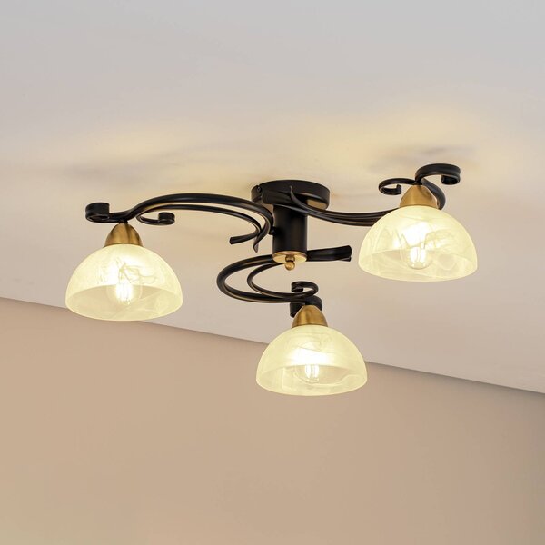 Plafoniera soffitto Flora Luminex, dimmerabile, Nero, Soggiorno / Sala da pranzo, Vetro, Campagna / Rustiche, Plafoniera