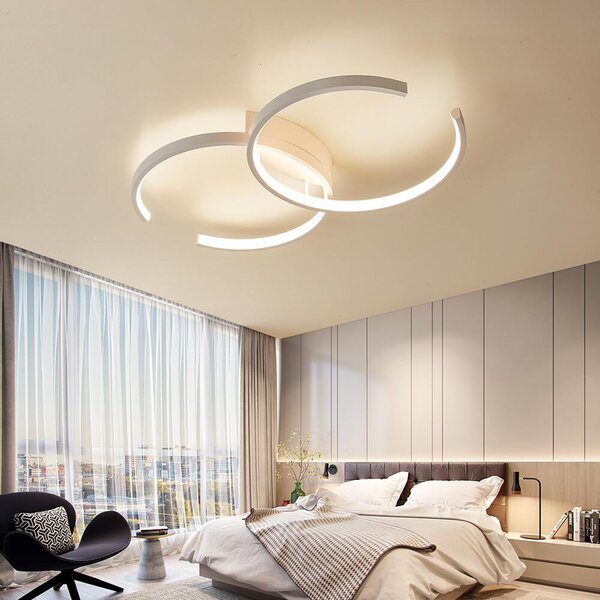 Plafoniera LED Lampada da soffitto SX8718W con telecomando Colore luce/luminosità regolabile dimmerabile Struttura in metallo laccato bianco Plafoniera LED per camera da letto