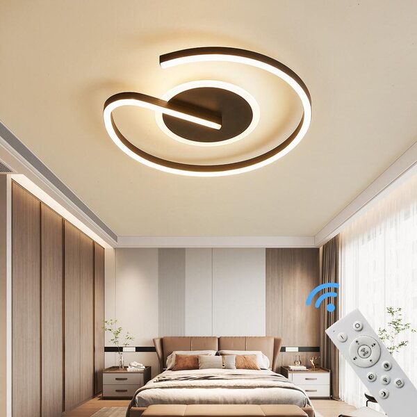 Plafoniera LED Plafoniera SX8768B con telecomando Colore luce/luminosità regolabile dimmerabile Struttura in metallo laccato nero Plafoniera LED per camera da letto