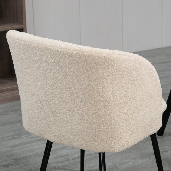 HOMCOM Set di 2 sedie Moderno da pranzo con schienale dell'imbottitura di 5 cm in tessuto e gambe in acciaio, beige nero| Aosom Italy