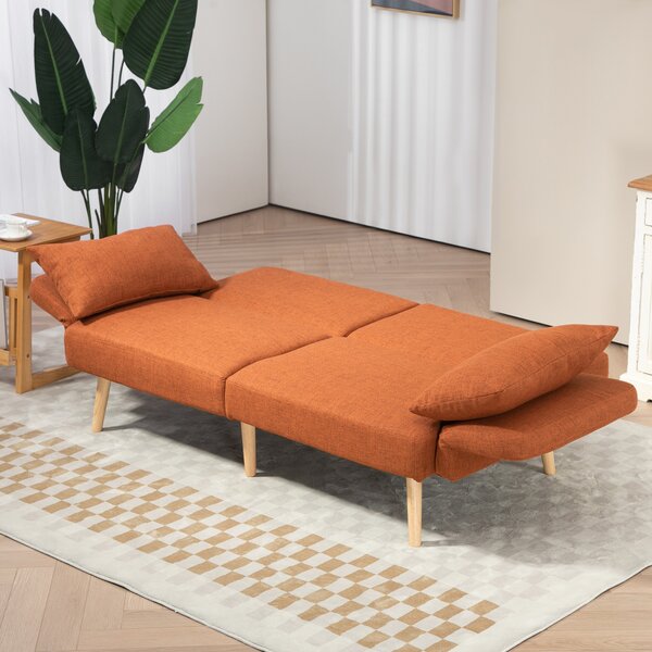 HOMCOM Divano letto 3 posti design clic clac schienale inclinabile e braccioli regolabili in tessuto effetto lino marrone