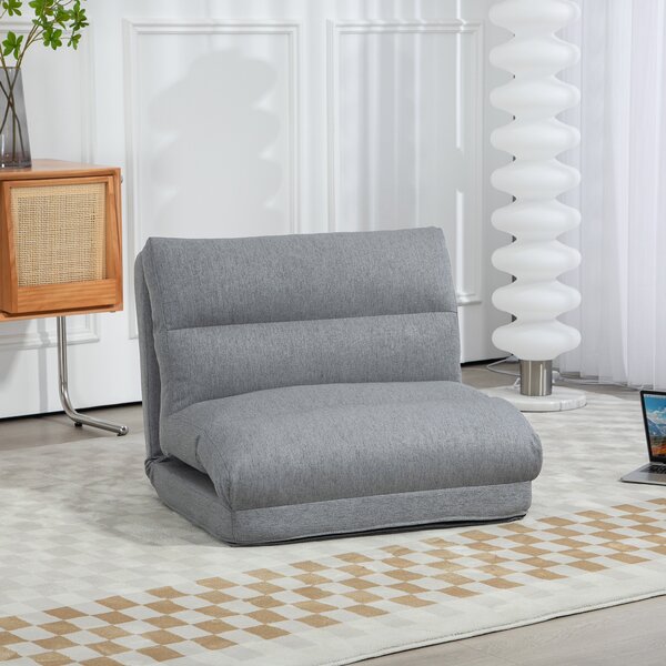 HOMCOM Poltrona da pavimento divano pigro poltrona convertibile in letto reclinabile da 90° a 180° tessuto - 70l x 41P x 56H cm - grigio