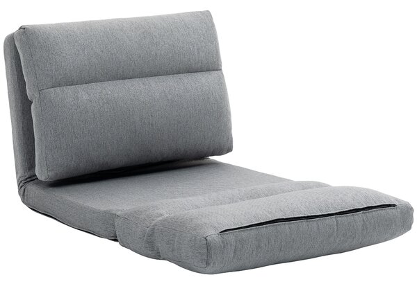 HOMCOM Poltrona da pavimento divano pigro poltrona convertibile in letto reclinabile da 90° a 180° tessuto - 70l x 41P x 56H cm - grigio