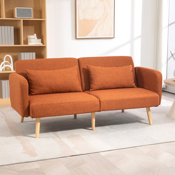 HOMCOM Divano letto 3 posti design clic clac schienale inclinabile e braccioli regolabili in tessuto effetto lino marrone