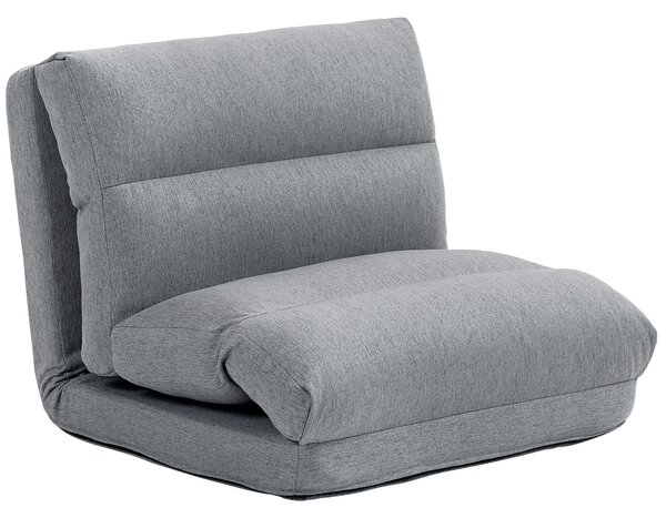 HOMCOM Poltrona da pavimento divano pigro poltrona convertibile in letto reclinabile da 90° a 180° tessuto - 70l x 41P x 56H cm - grigio