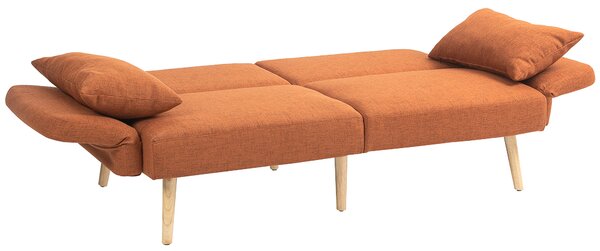 HOMCOM Divano letto 3 posti design clic clac schienale inclinabile e braccioli regolabili in tessuto effetto lino marrone