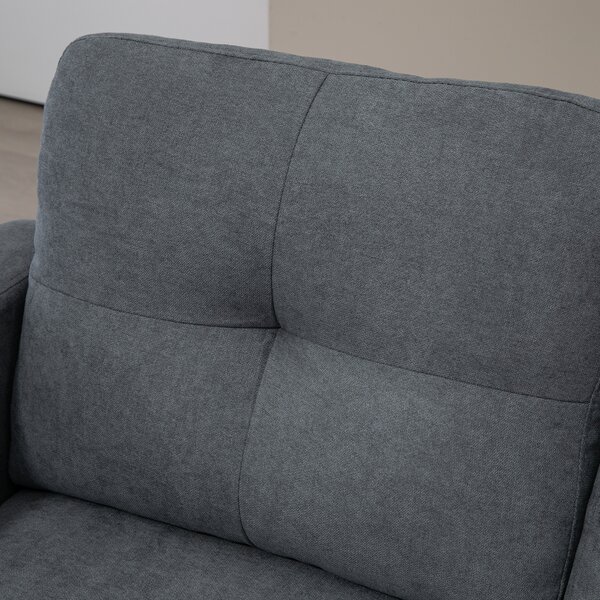 HOMCOM Divano d'angolo 3 Posti chaise longue reversibile sinistra o destra, soggiorno, grande comfort, schienale trapuntato, grigio