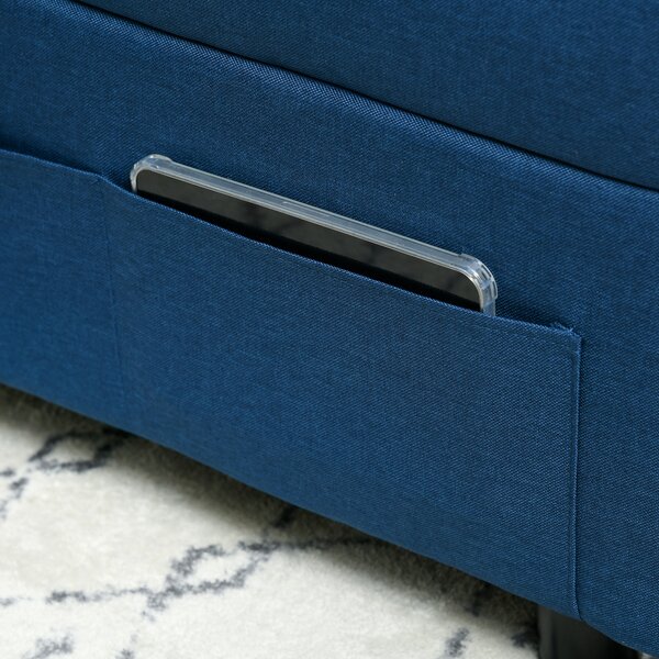 HOMCOM Poltrona convertibile 1 posto poltrona letto con schienale regolabile, sedile imbottito e cuscino, blu