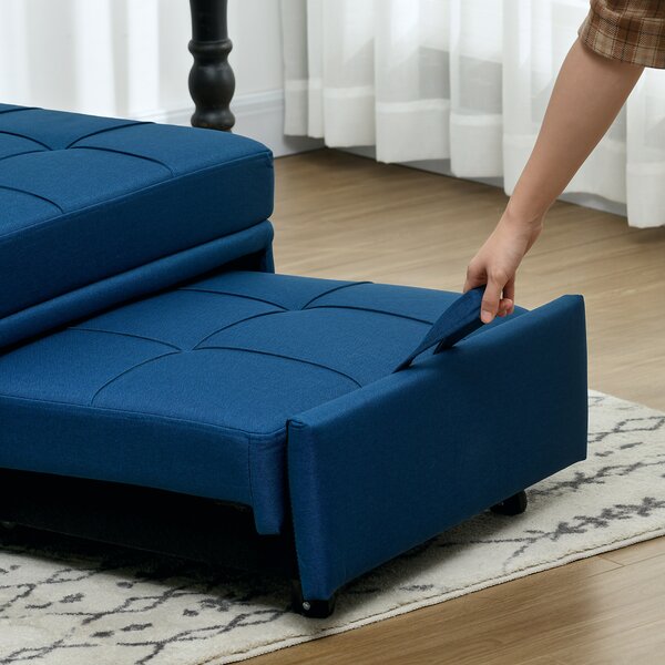 HOMCOM Poltrona convertibile 1 posto poltrona letto con schienale regolabile, sedile imbottito e cuscino, blu