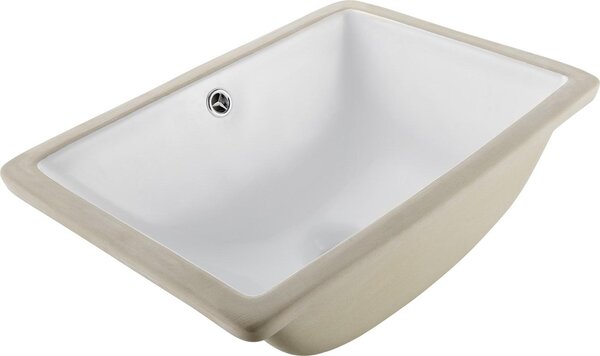 Lavabo da incasso - Lavabo rettangolare in Vetroceramica - 46 x 33 cm - Con troppopieno - Per bagno e bagno degli ospiti - Facile montaggio da incasso - Bianco