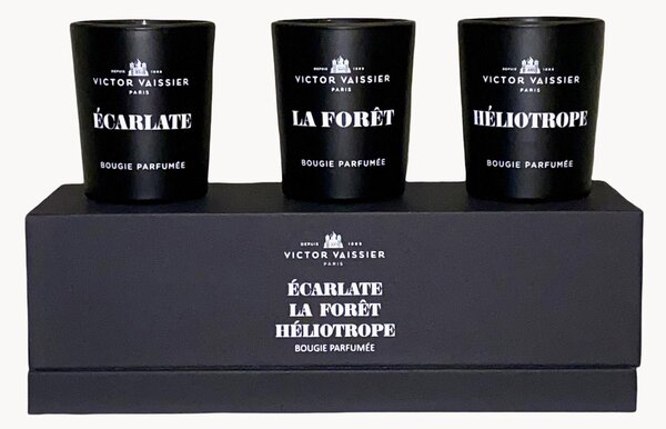 Set di 3 candele profumate Bougie (Écarlate, alt.éliotrope, La Forêt)