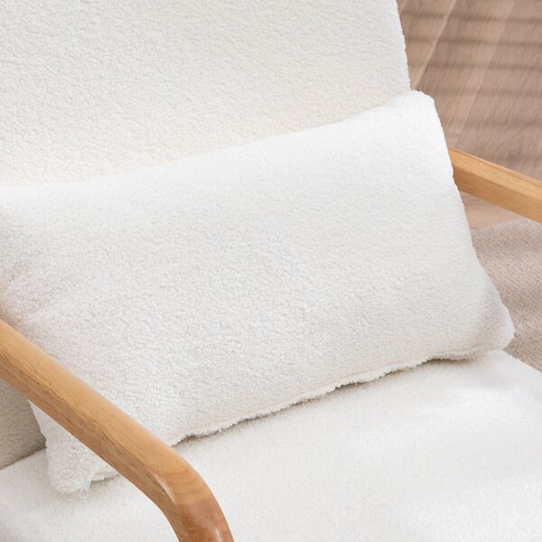 HOMCOM Poltrona lounge - 3 cuscini inclusi - seduta profonda - braccioli - struttura legno hevea - velluto crema