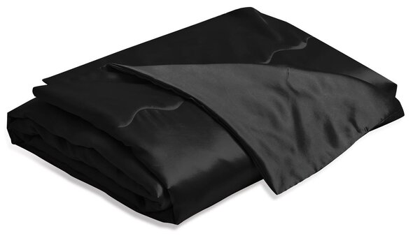 Coperta in raso, colore nero, 200x200 cm. Morbida e fresca, ideale per l'estate