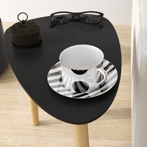 HOMCOM Set di 2 tavolini bassi design scandinavo piedi in legno e piano in legno, nero