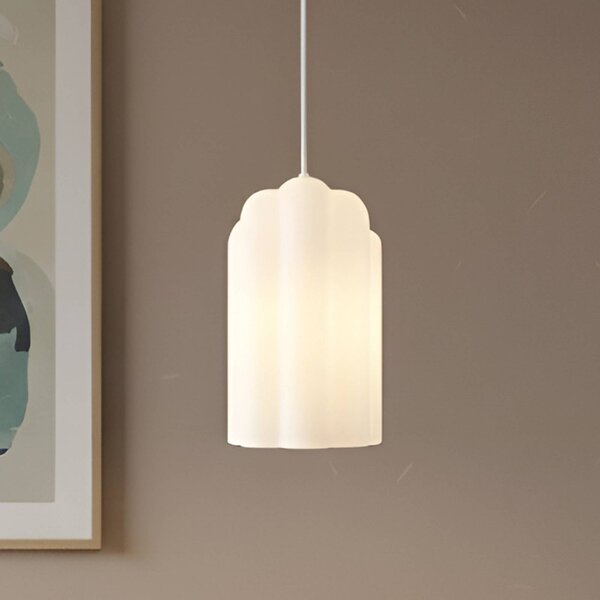 Lampada a sospensione in vetro Lunja Lucande, Bianco / Opale, Soggiorno / Sala da pranzo, Vetro, Moderno, Lampada a sospensione
