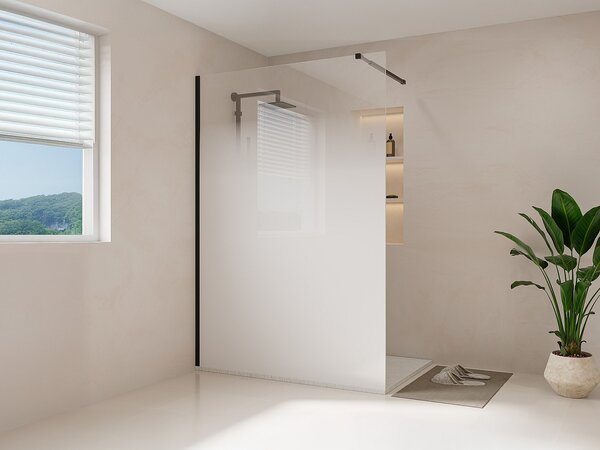 Parete da doccia walk-in effetto nebbia 140 x 200 cm Nero opaco - POMARO