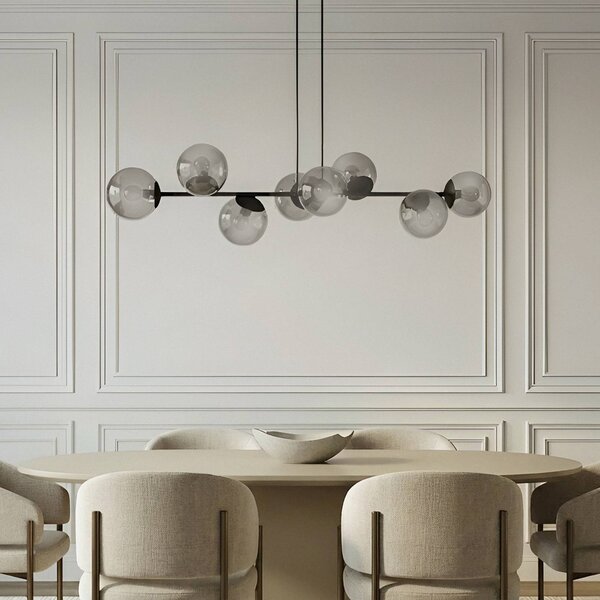 Lampada a sospensione in vetro Isamer Lindby, dimmerabile, Nero, Soggiorno / Sala da pranzo, Metallo, Moderno, Lampada a sospensione