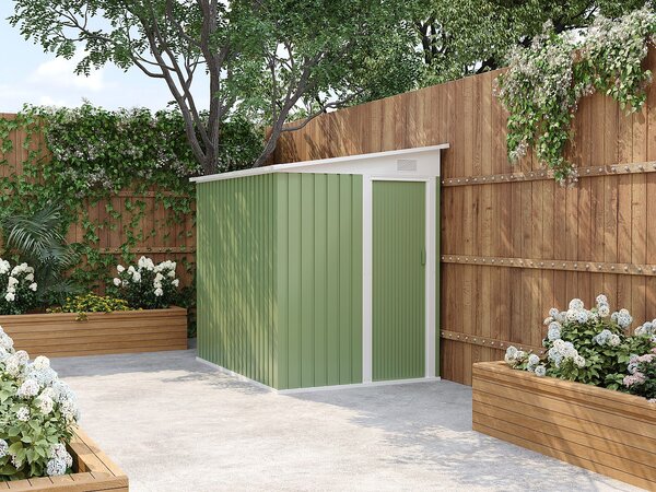 Casetta da giardino metallo addossabile 3,15 m² in Acciaio galvanizzato Verde salvia - DAXTON