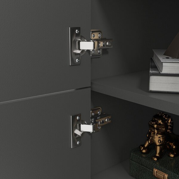 HOMCOM Mobiletto da salotto design moderno con mensole regolabili e piedi in legno massiccio 70 x 40 x 96,1 cm grigio scuro