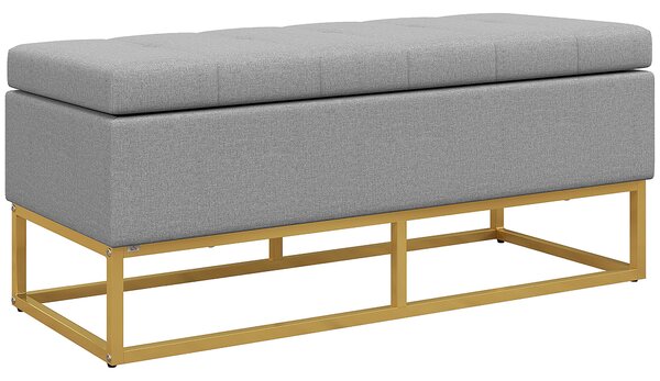 HOMCOM Panca fondo Letto di stoccaggio 2 in 1 con seduta trapuntata e piedi in acciaio, 110 x 44 x 48 cm, grigio e dorato | Aosom Italy