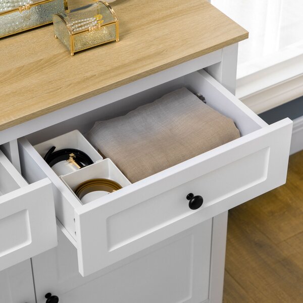 HOMCOM Credenza mobile da stoccaggio 2 porte con mensola regolabile in altezza 2 cassetti 100 x 40 x 85 cm bianco e effetto legno
