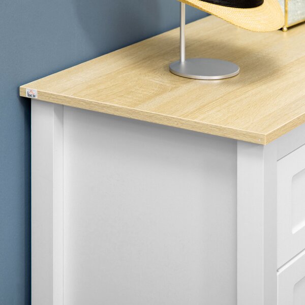 HOMCOM Credenza mobile da stoccaggio 2 porte con mensola regolabile in altezza 2 cassetti 100 x 40 x 85 cm bianco e effetto legno