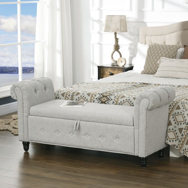 HOMCOM Panca banquette baule 2 in 1 in tessuto effetto lino con gambe in legno 146,5 x 49 x 72 cm grigio