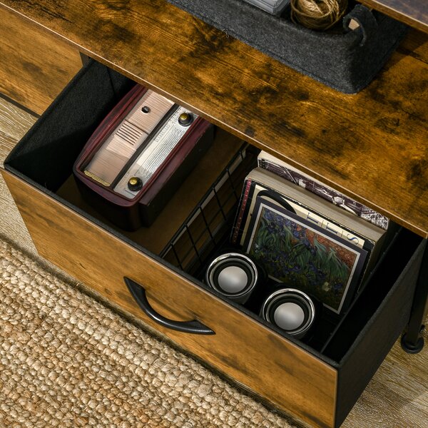 HOMCOM Mobile da archiviazione stile industriale cassettiera 3 cassetti in tessuto rimovibili e 2 ripiani - 44 x 29 x 92 cm - legno e metallo