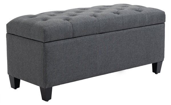 HOMCOM Puff da salotto con vano portaoggetti e poggiapiedi per salotto, camera da letto, ingresso, 100 x 40 x 44 cm, grigio scuro