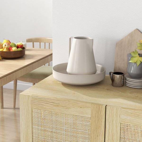 HOMCOM Buffet alto mobile di archiviazione design bohémien doppie ante con 3 ripiani in midollino - 73 x 41 x 102 cm