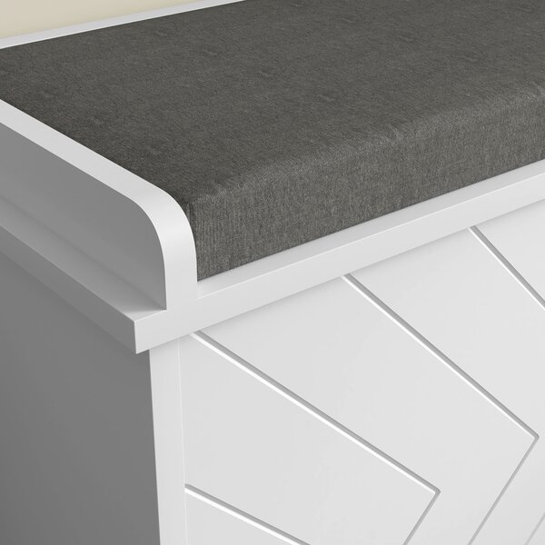 HOMCOM Panca per scarpe con cassetto ribaltabile, cuscino per seduta e ripiano regolabile, 100 x 26 x 44,5 cm, bianco