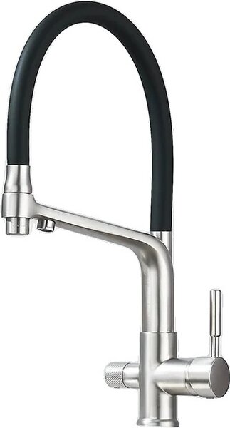 Rubinetto da cucina, Miscelatore acqua calda e fredda, Funzione spray estraibile, Nickel spazzolato