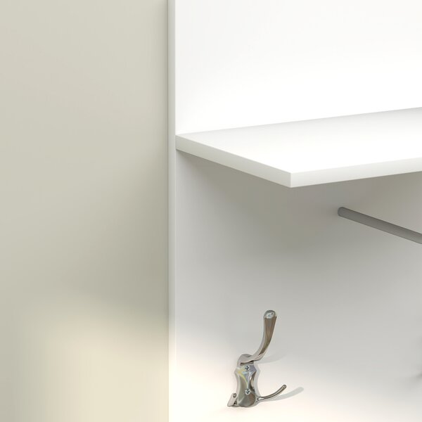HOMCOM Porta-mantelli da parete mobile da ingresso con ripiano, 2 ganci e barra in alluminio, per ingresso, corridoio, camera