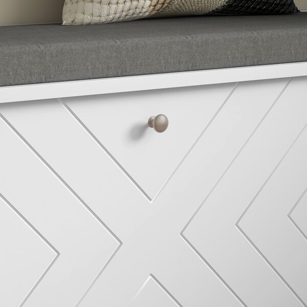 HOMCOM Panca per scarpe con cassetto ribaltabile, cuscino per seduta e ripiano regolabile, 100 x 26 x 44,5 cm, bianco