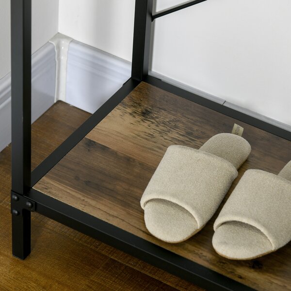 HOMCOM Consolle tavolo d'appendere d'ingresso industriale 3 cassetti 1 ripiano effetto legno 100 x 35 x 76,5 cm marrone chiaro nero