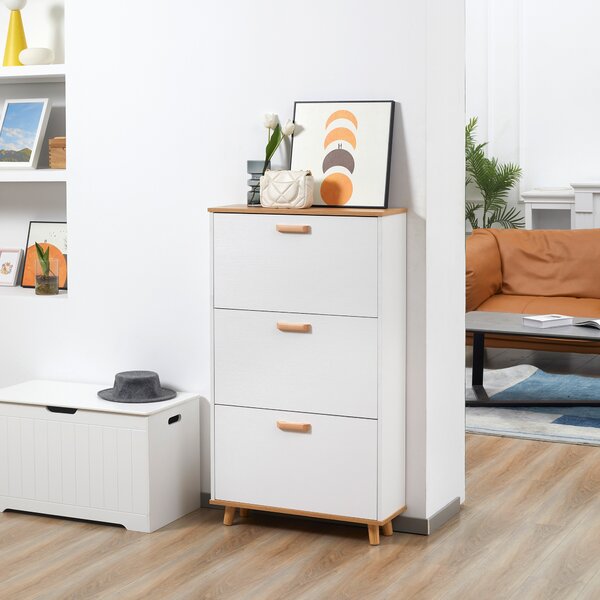 HOMCOM Mobile per scarpe in stile scandinavo 3 ante 70 x 23,5 x 122 cm bianco
