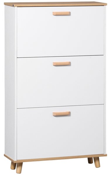HOMCOM Mobile per scarpe in stile scandinavo 3 ante 70 x 23,5 x 122 cm bianco
