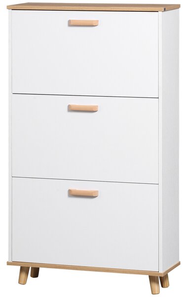 HOMCOM Mobile per scarpe in stile scandinavo 3 ante 70 x 23,5 x 122 cm bianco