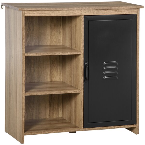 HOMCOM Buffet Industriale - Mobile da Salotto con 3 Nicchie Armadio - in Legno e Porta in Metallo Nero