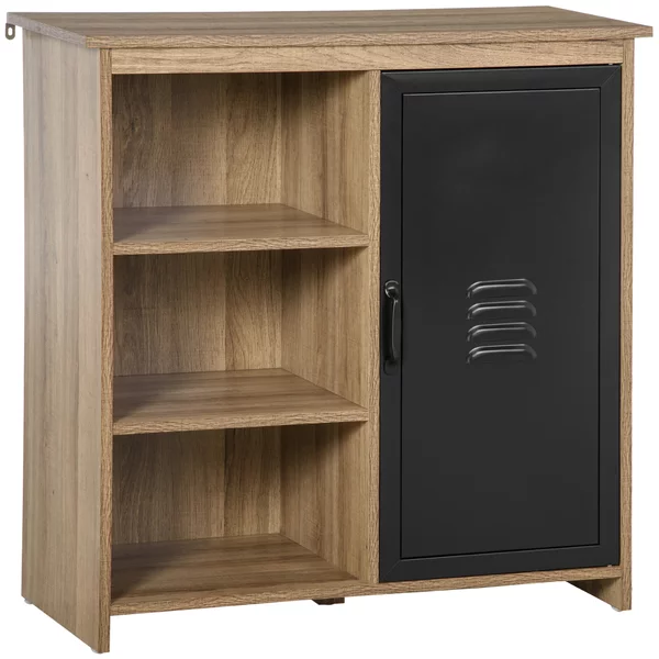 HOMCOM Buffet Industriale - Mobile da Salotto con 3 Nicchie Armadio - in Legno e Porta in Metallo Nero