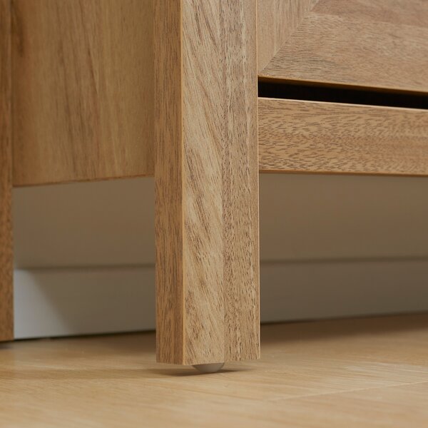 HOMCOM Mobile porta scarpe scaffale scarpe armadio 3 ante ribaltabili effetto intreccio rattan - in legno legno naturale