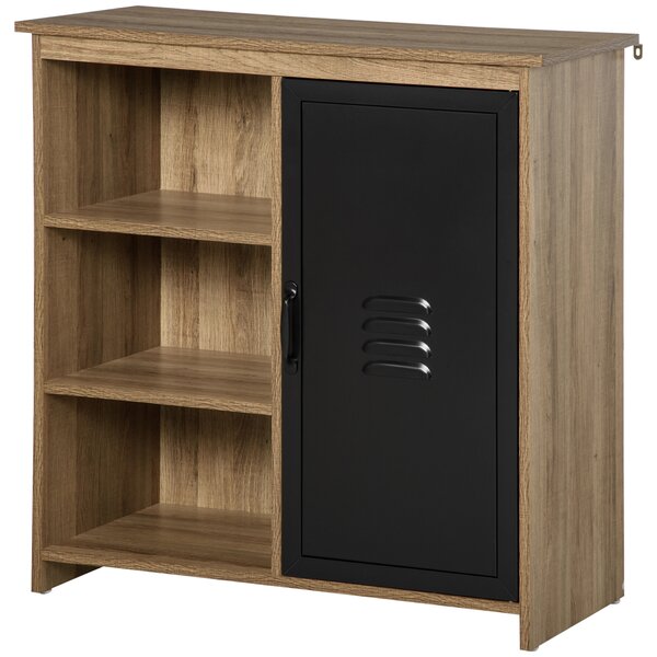 HOMCOM Buffet Industriale - Mobile da Salotto con 3 Nicchie Armadio - in Legno e Porta in Metallo Nero
