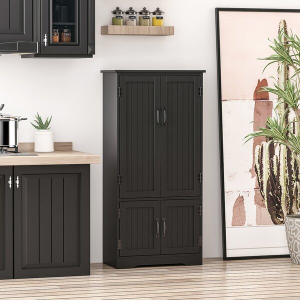 HOMCOM Buffet da cucina credenza contemporanea multi-ripostiglio 2 armadi 3 ripiani MDF pannelli particelle nero