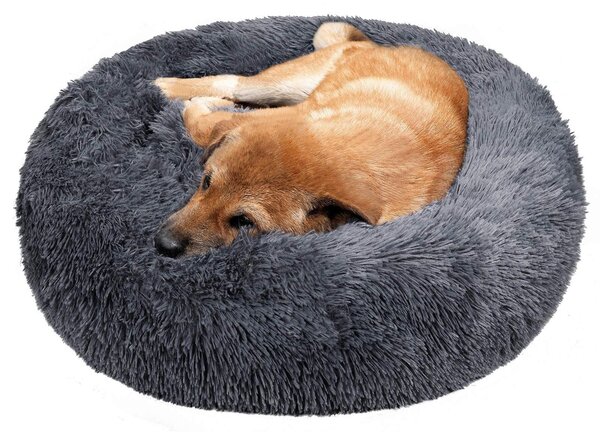 Cuccia a forma di ciambella per cani e gatti, 70 cm, color grigio scuro