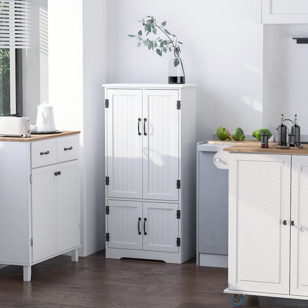HOMCOM Buffet da cucina credenza da cucina contemporanea multispazio 2 armadietti 3 ripiani MDF pannelli particelle bianco | Aosom Italy