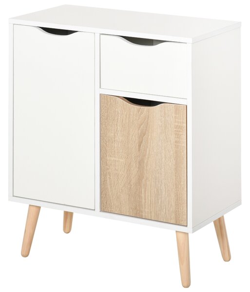 HOMCOM Buffet Meuble de Rangement Design scandinave 2 armadi cassetto Coulissant Legno Bianco rovere Chiaro
