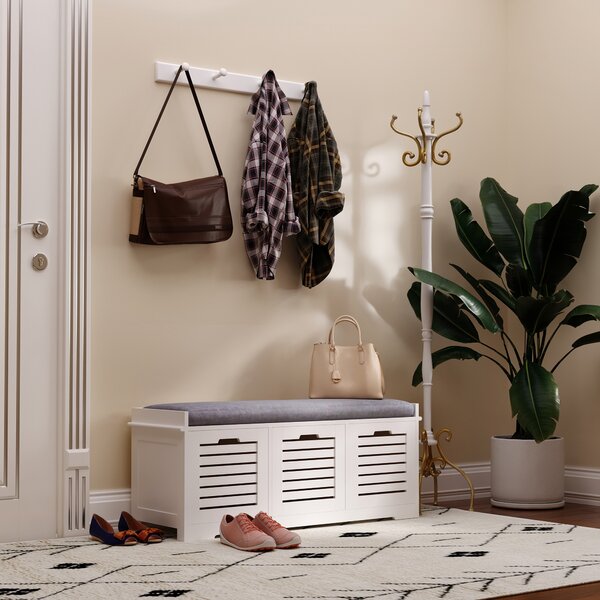HOMCOM Mobiletto porta scarpe con 3 cassetti e cuscino seduta rimovibile, dim. 108l x 35P x 43H cm, bianco