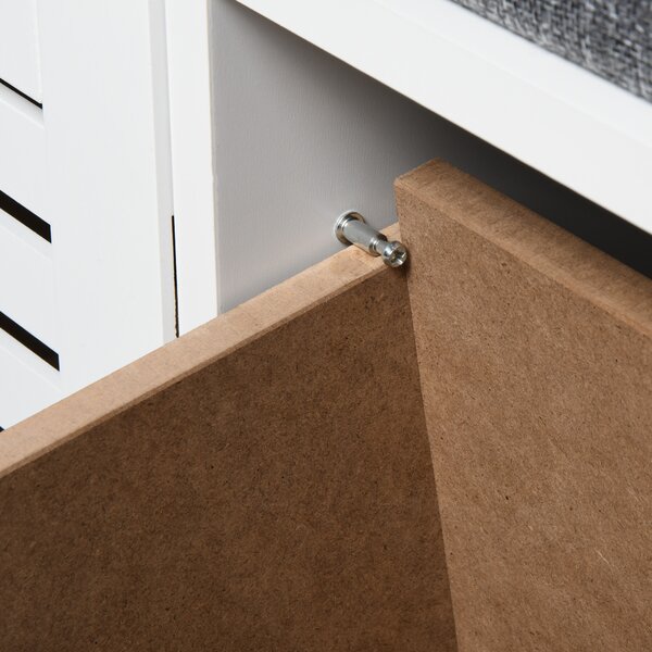 HOMCOM Mobiletto porta scarpe con 3 cassetti e cuscino seduta rimovibile, dim. 108l x 35P x 43H cm, bianco